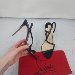 CHRISTIAN LOUBOUTIN Rosalie Strass Black Strappy Heel Sandal
